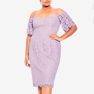 City Chic lace lilac whisper bodycon dress